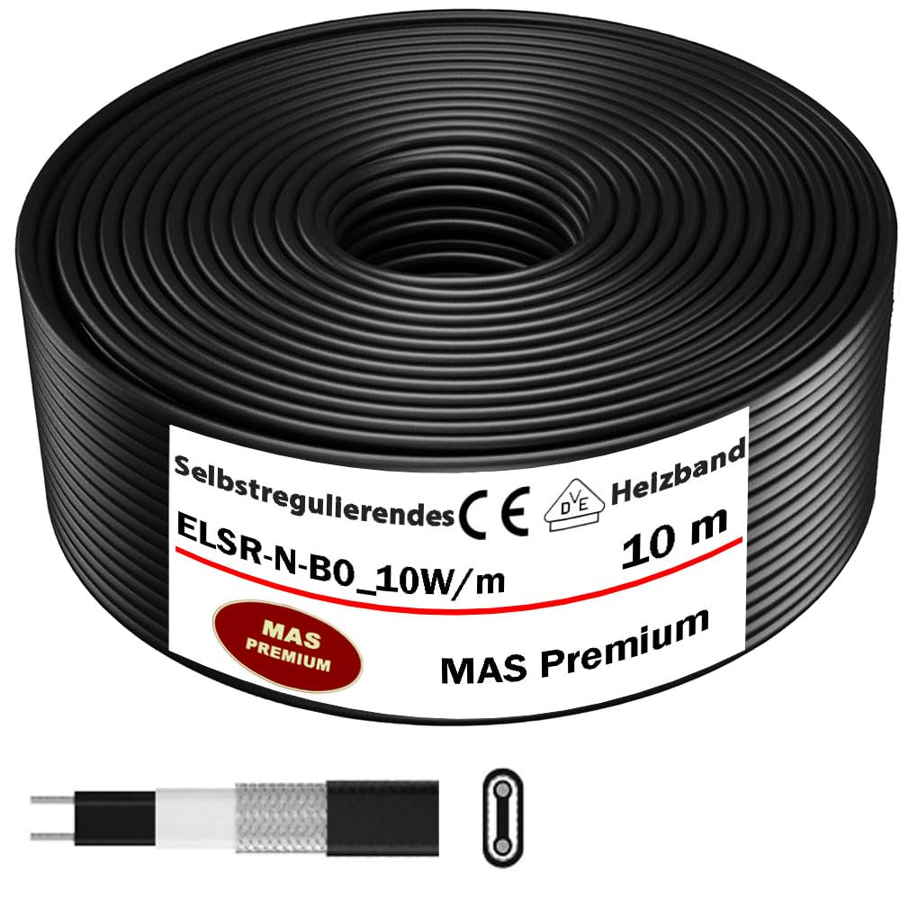 Heizkabel Selbstregulierendes Heizband ELTHERM ELSR-N-BO 10W/M AT 5–100m Rohrheizung Begleitheizung Wasserleitung Dachrinnenheizung Frostschutzkabel 10°- 80°C (10m)
