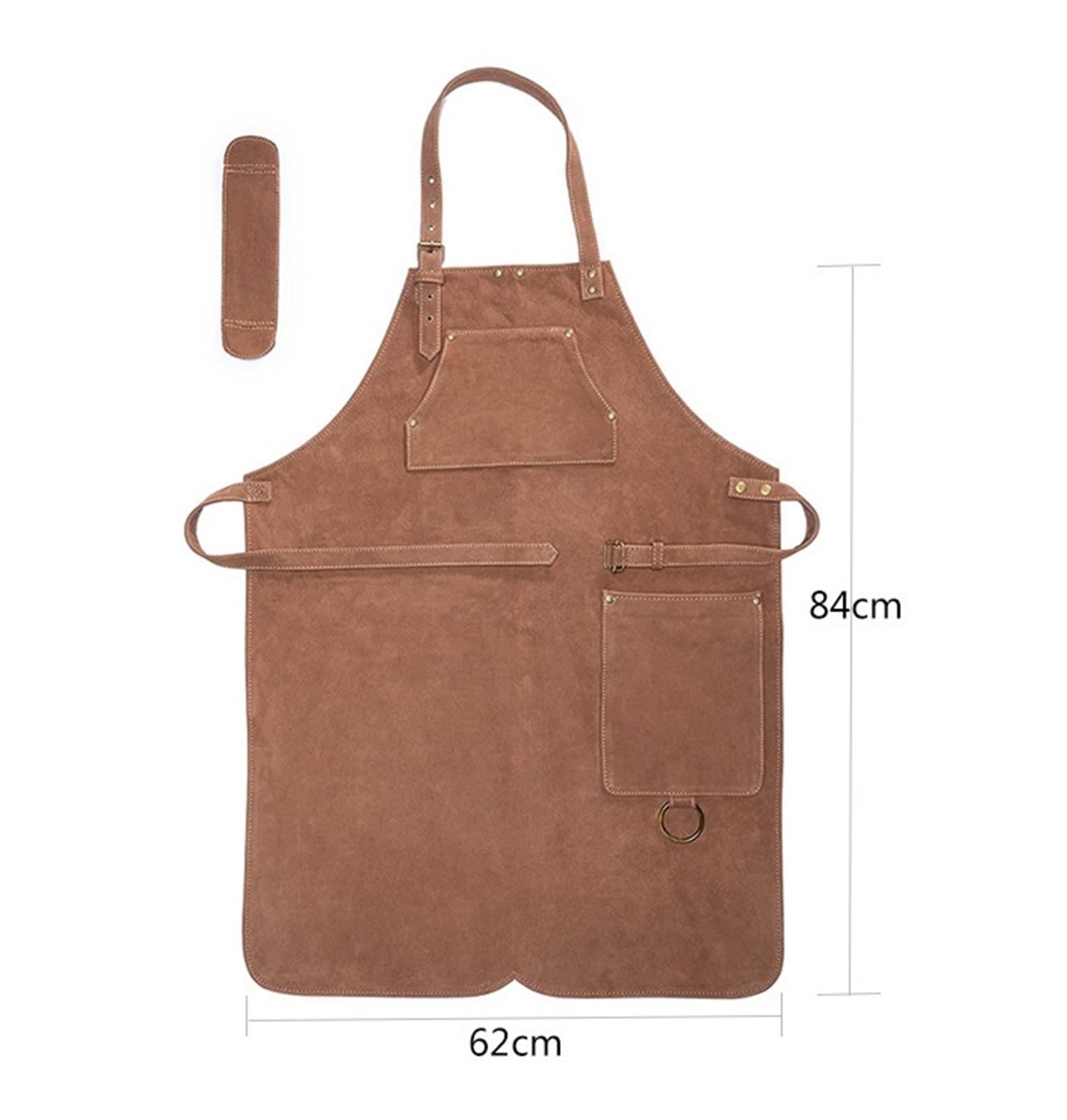 Tablier de Travail en Cuir Vintage imperméable à l'eau 2 Poches Tablier d'atelier de barbier