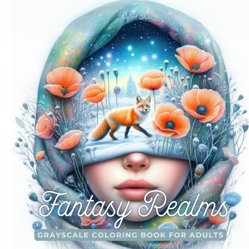 Fantasy Realms Coloring Book: Magical Worlds Behind the Veil with Beautiful Scenery, Animals, and Flowers – A Grayscale Adult Coloring Book for Stress ... (Magical World Inside A Little Thing)