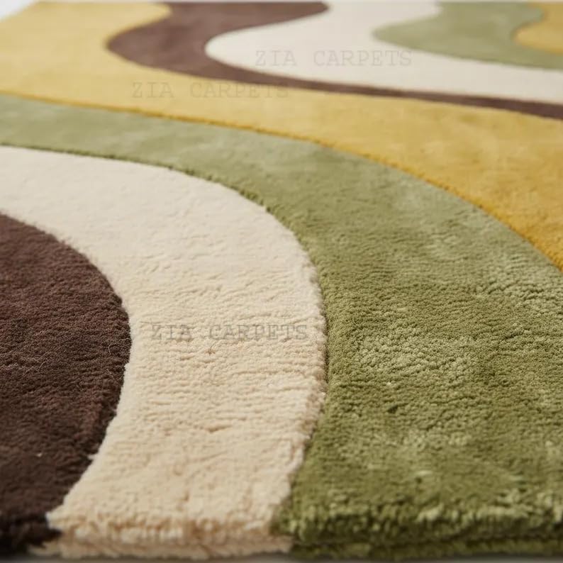 Image of zia carpets Hand Tufted Woollen Modern Collection Bedroom & Living Room Carpet Size 12 X 15 Feet
