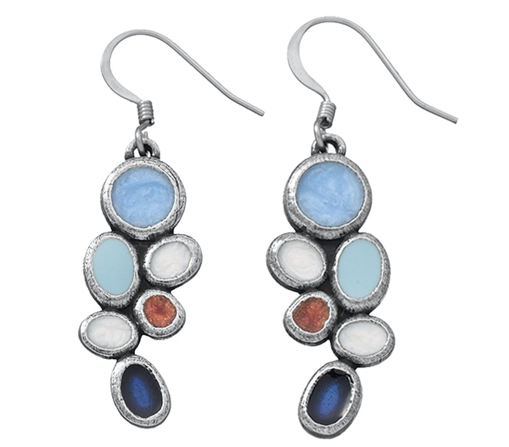 DANFORTH – Lindy/Sky Earrings with Surgical Steel Wires – Handpainted Dangle Earrings – Handcast Jewelry For Women – Made In USA