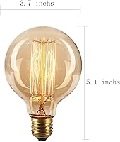 Vista 4 de GOENDR Vintage Edison Bulb,Large Round Edison Antique Light Bulbs-G30/G95 120V - Dimmable Thread Filament Style Nostalgic Light Bulbs (4 Pack)