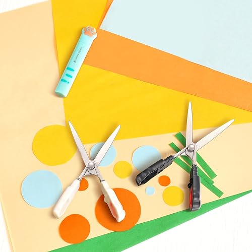 Miniatura 7 de Demissle 4 tijeras de seguridad plegables pequeñas de acero inoxidable para cortar papel, álbumes de recortes, manualidades