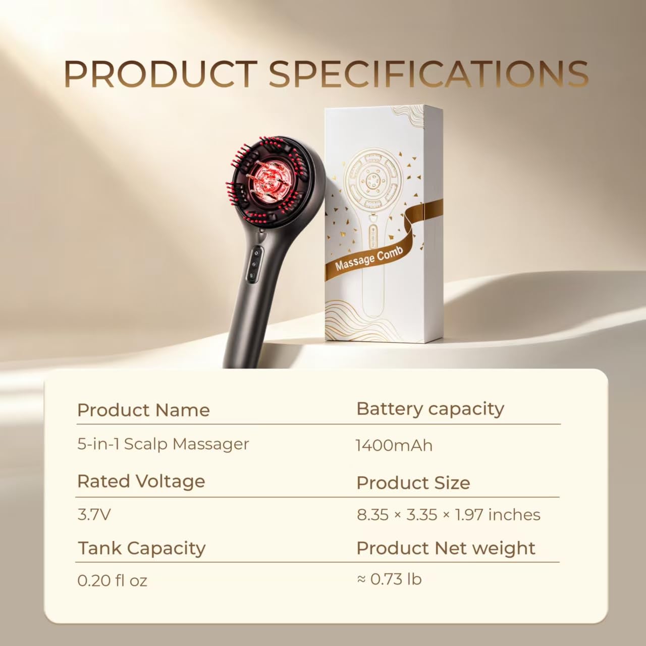 M-queen Hair Oil Applicator & Electric Scalp Massager, 5-in-1 Scalp Oil Applicator with 6ML Serum Reservoir, Red LED Mode, 3 Massage Levels, USB-C Rechargeable, IPX6 Waterproof