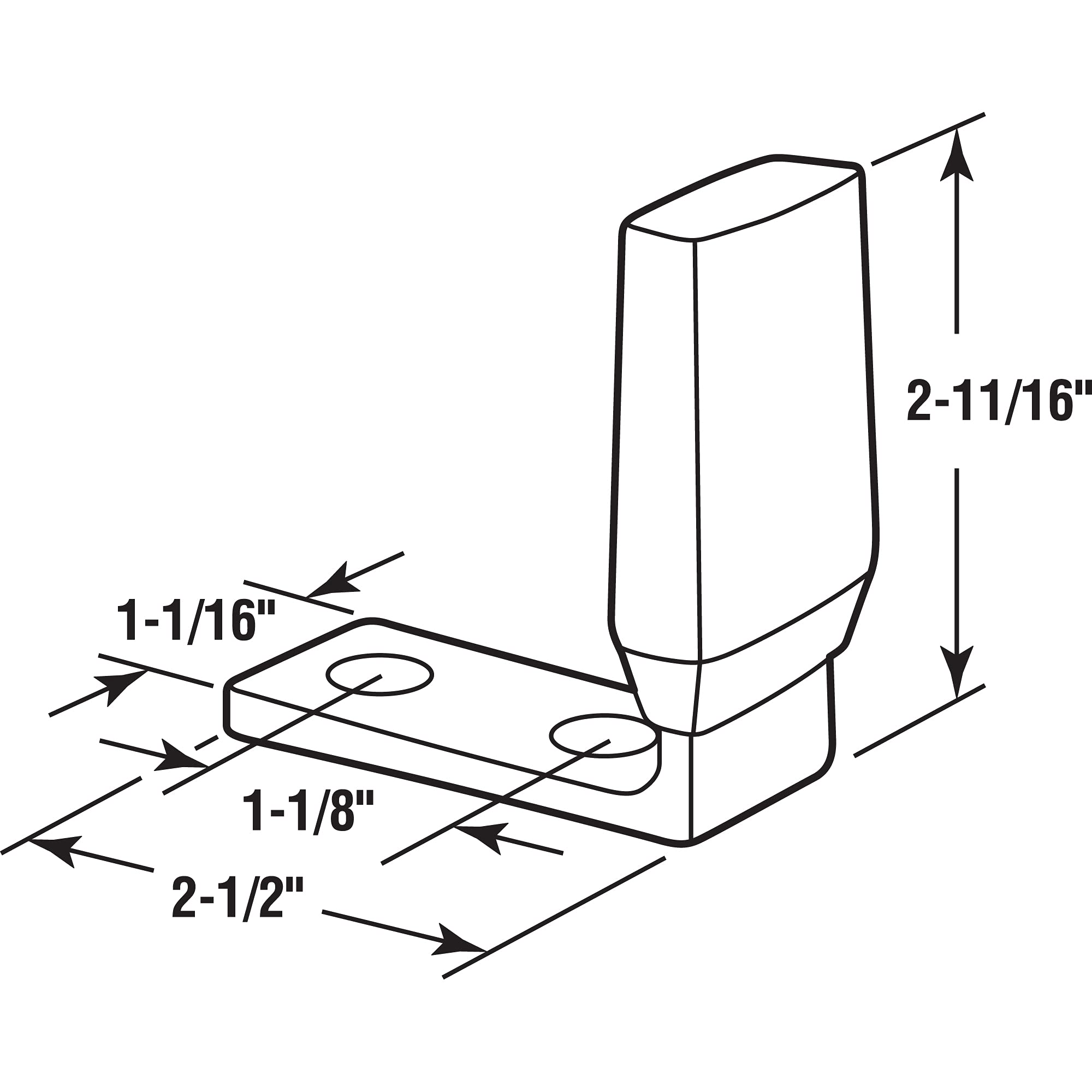 Prime-Line MP4592 Door Stop, 2-11/16 In. Height, Steel, Brushed Aluminum, Gray Rubber (Single Pack)