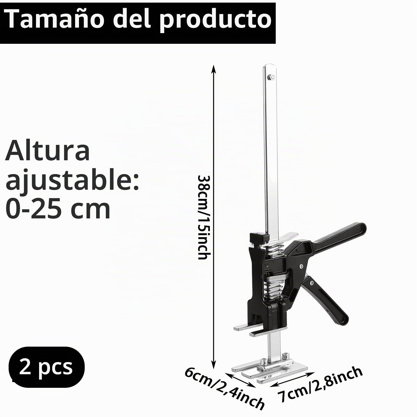 YAYODS Juego de 2 Elevadores de Mano para Bricolaje, Altura Ajustable 0-25cm, Brazo de Apoyo de Acero Inoxidable, Herramienta de Elevación de Precisión y Nivelación para Instalación de Puertas, Armari