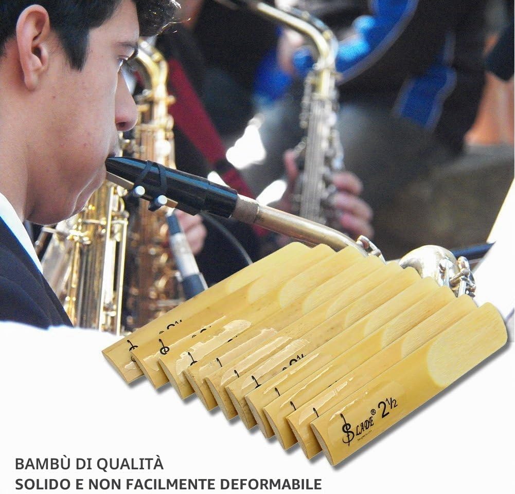 Ance di bambù per Sassofono 10 Pezzi 2.5 Ance per Sax Tenore in Sib Sassofono Accessori