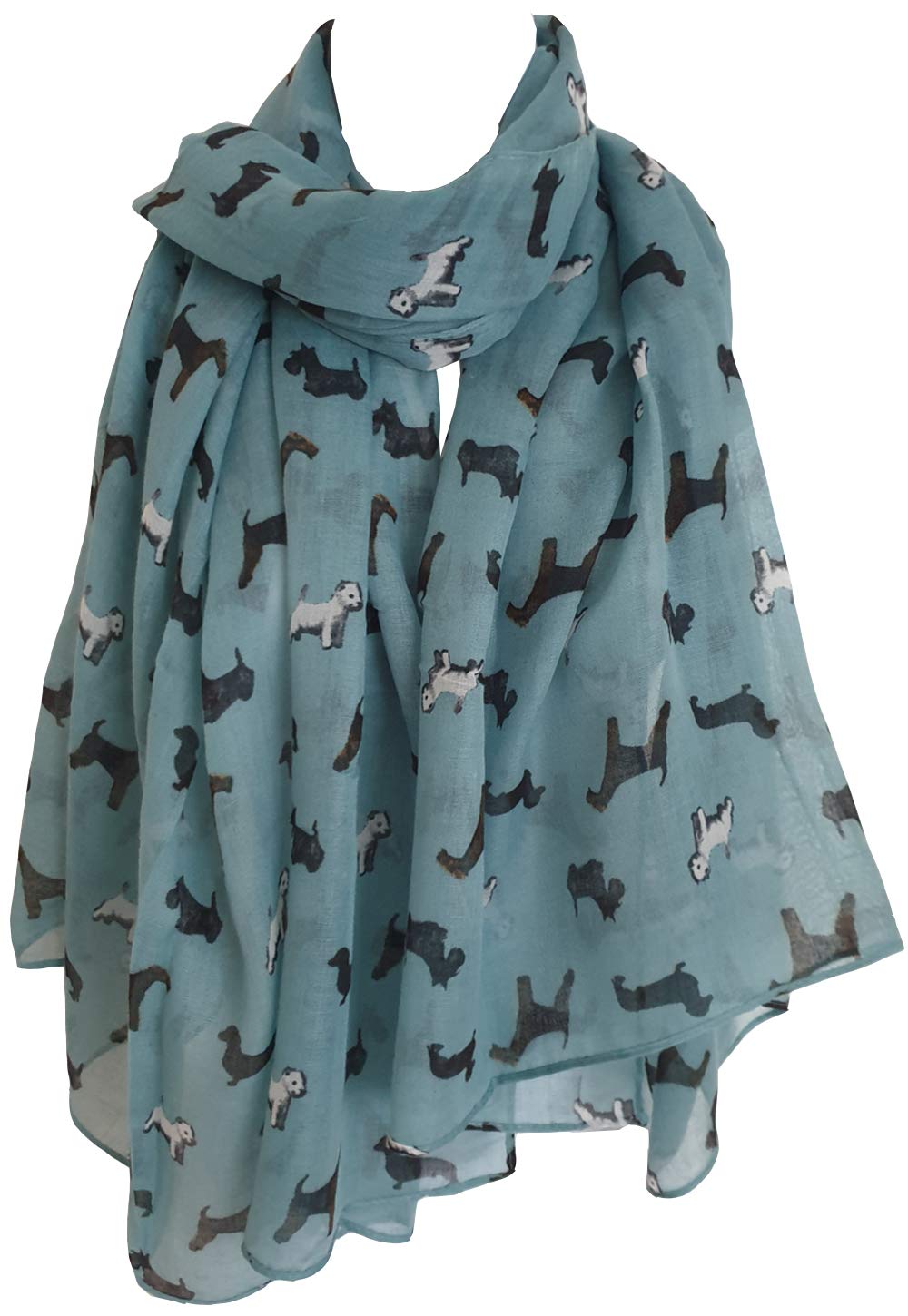 Glamlondon Women's Z1 - Green Poodle Print Scarf Dogs Fancy Puppies Breed Caniche Barbone Wrap Shawl Sarong (Z1 - Green)