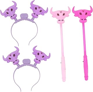 4Pcs Bastão Luminoso Para O Ano Do Boi Flash Brilho Fone De Ouvido Headband Brilho Headband Ano Novo Aro De Cabelo Luminoso Festival Novo Suprimento Cocar De Ano Novo Aro