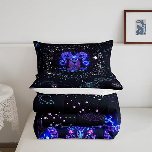 Miniatura 5 de Erosebridal Aries - Juego de edredón individual psicodélico celestial, juegos de ropa de cama y colecciones de galaxia trippy edredón de plumón de