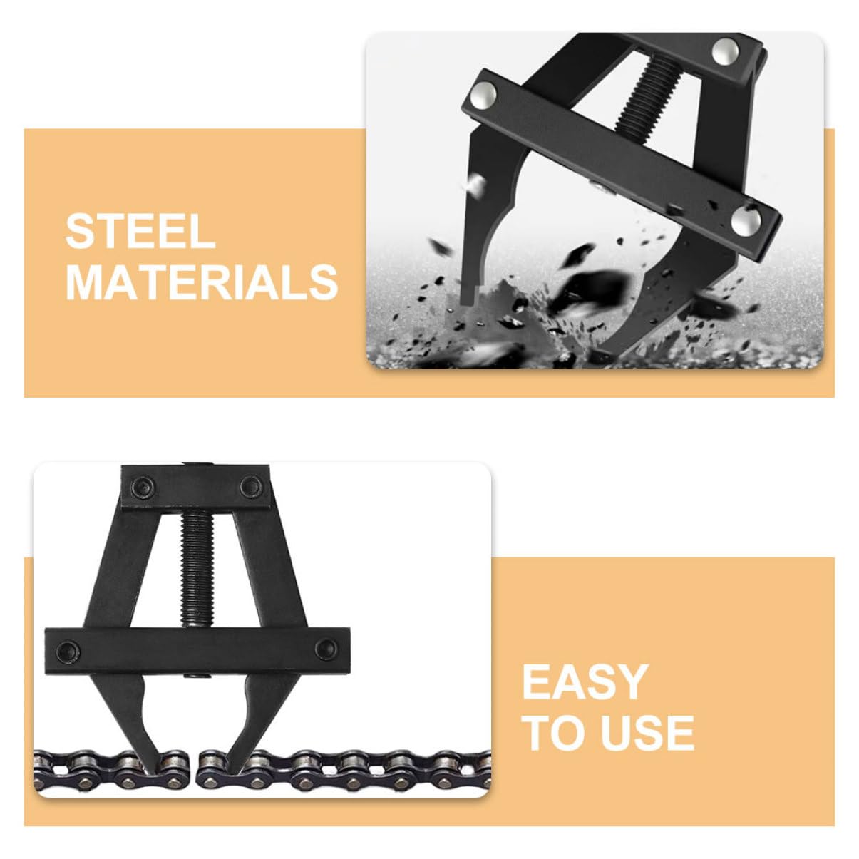 Happyyami Tensor de Cadena Ajustable de Acero Negro Multifuncional para Mantenimiento de Cadenas Industriales y Motocicletas Tamaño L