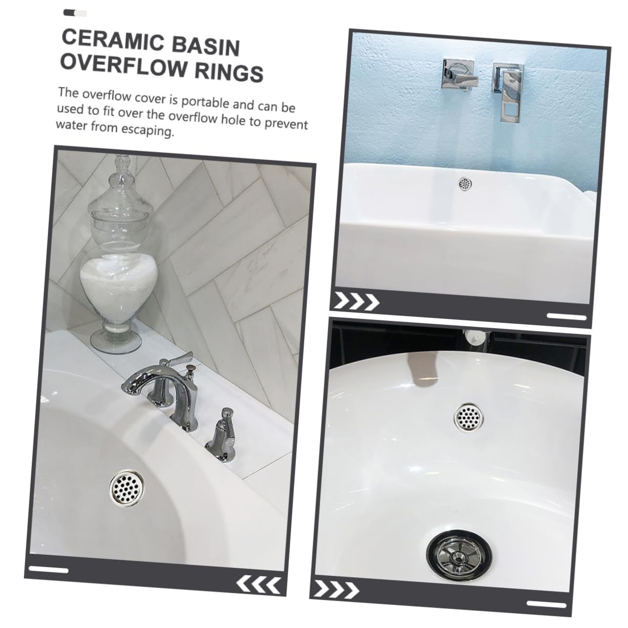 LIFKOME Copertura per Troppopieno Lavandino in Plastica Argento, Resistente alla Corrosione, Design Rotondo Elegante, Confezione da 10 Pezzi per Cucina e Bagno