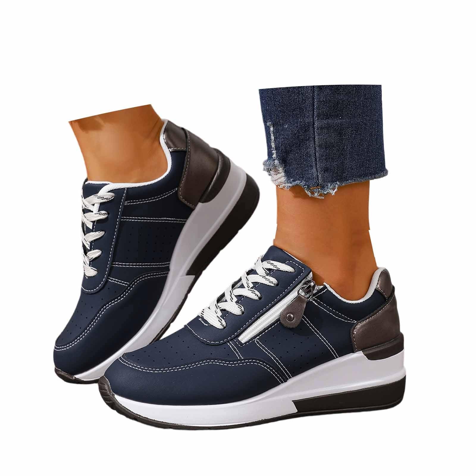 Générique Baskets Orthopédiques avec Fermeture éclair, Baskets Décontractées avec Soutien De La Voûte Plantaire pour Femme, Chaussures De Tennis Confortables à Enfiler