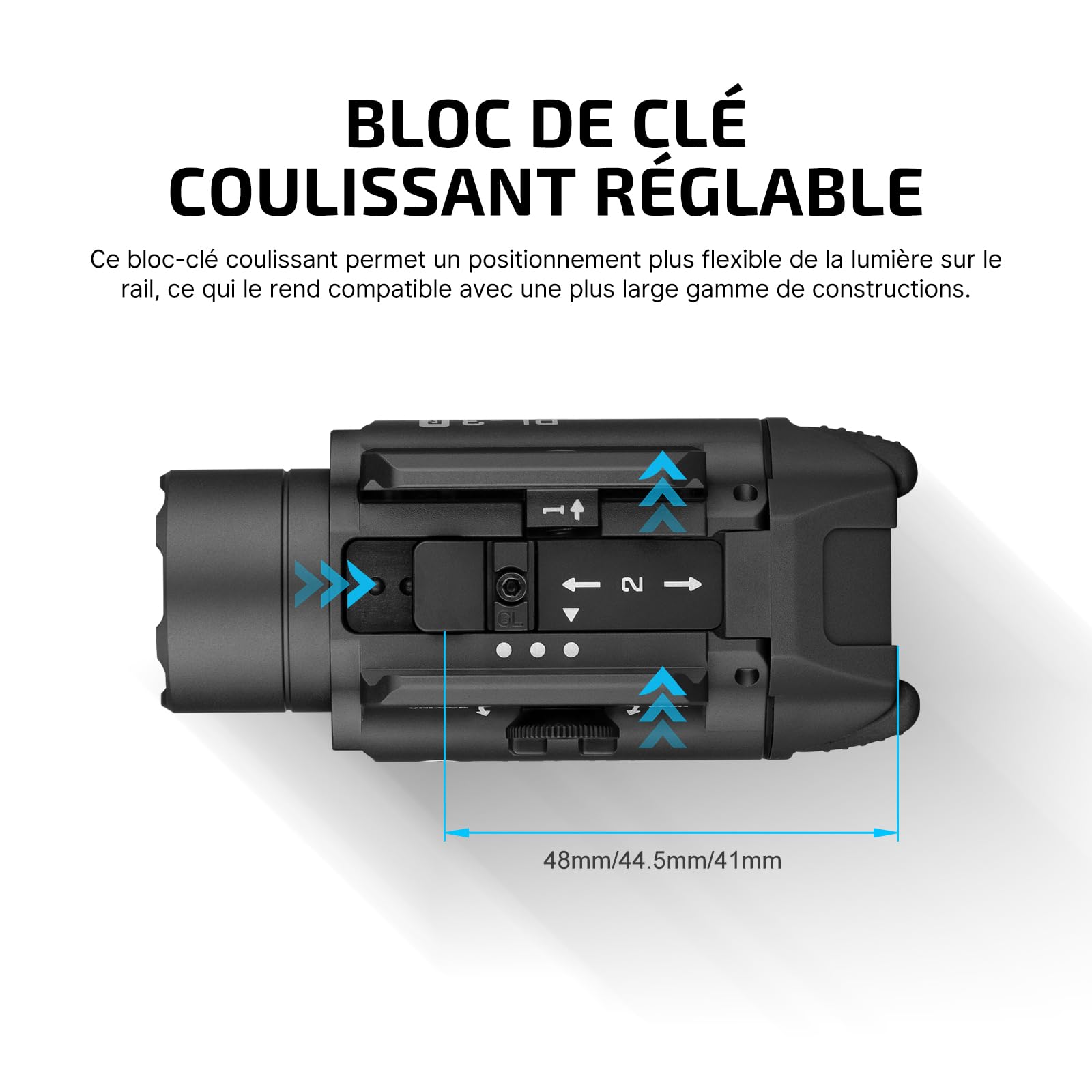 OLIGHT PL-3R Valkyrie Lampe Tactique 1500 Lumens Max 205M Rechargeable Deux Modes d'Éclairage Compactible avec Rail GL et Picatinny Ideal pour Chasse Noir