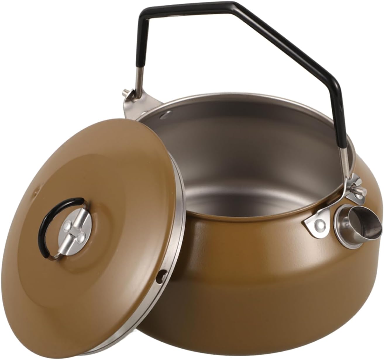 Happyyami Camping Stainless Steel Kettle Portable Multi-function Tea Pot for Outdoor Use for Boiling Water and Cooking Lightweight Design