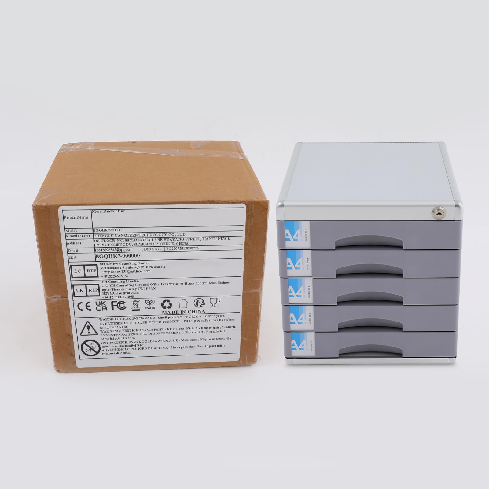 Armadietto portadocumenti a 5 livelli in alluminio - Cassettiera richiudibile per ufficio - Porta documenti robusta con manico - Organizzatore da scrivania in metallo per documenti A4