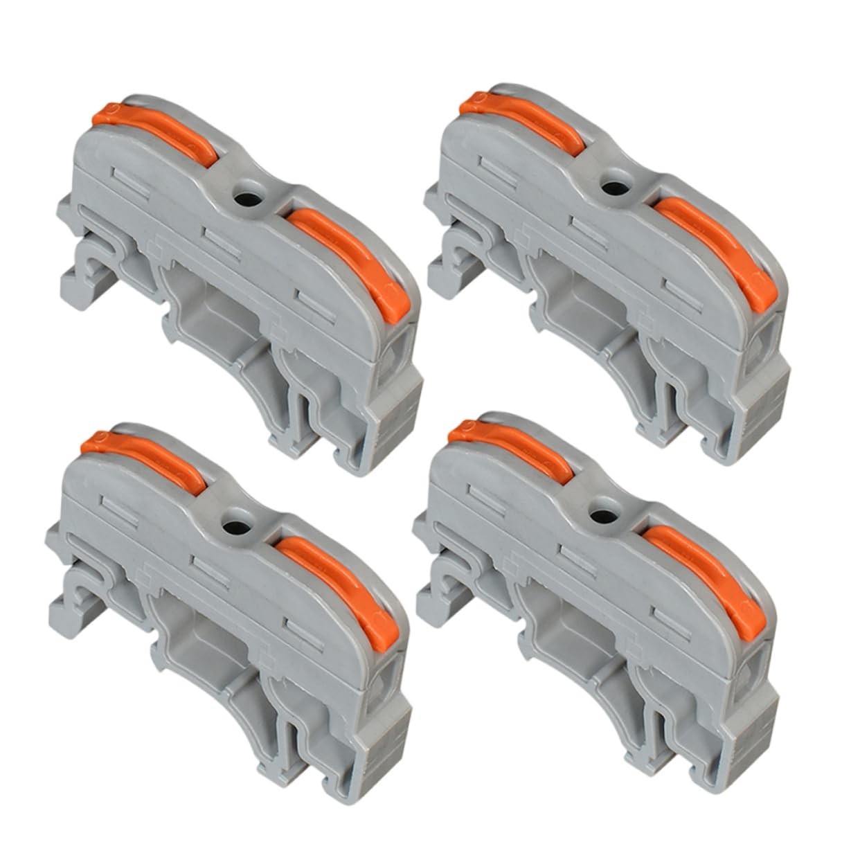 OKUMEYR 10pcs -211 Din Rail Wiring Terminal Block Push-in Connectors for Quick Install (Grey)