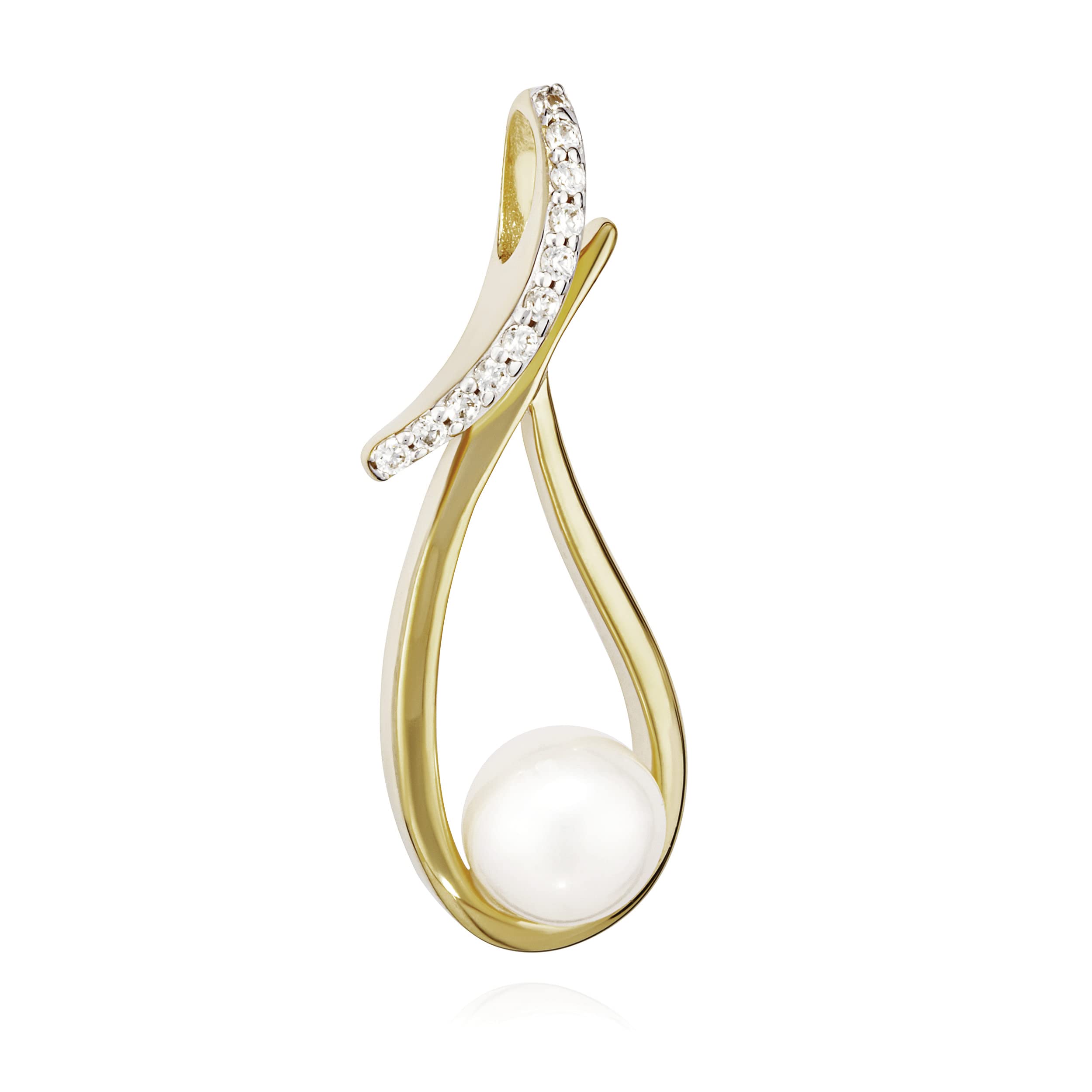 Ciondolo Volante In Oro Giallo 333 (8kt) Con Zircone – Piccolo Amuleto 10 Mm, Catena Inclusa