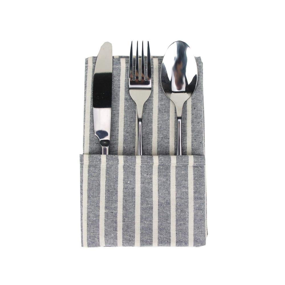 Tovaglioli Stoffa Set di 12 tovaglioli di Stoffa a Strisce 30 x 40 cm di Lino di Cotone tavola da Pranzo tovaglioli in Tessuto tovagliette 6 Colori Tovaglioli di Stoffa (Color : 4)