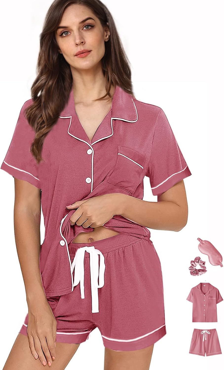 4Pcs Pajamas Set for Women Sleepwear Womens Soft Pajama Sets Button Down Nightwear Knit Pjs Lounge Sets XS-XXL - Image 5