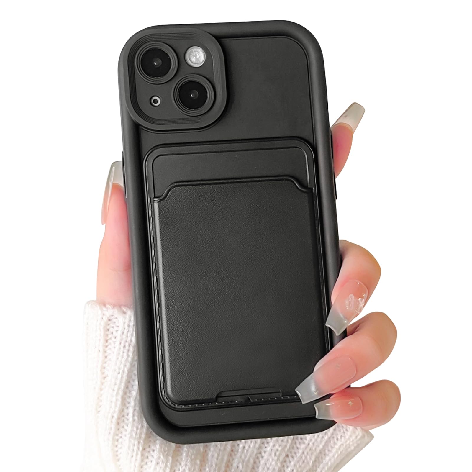 Lovmooful Compatible for iPhone 15 Plus Case Cute Color Card Holder Design for Girls Women Soft TPU More Shockproof Protective Girly for iPhone 15