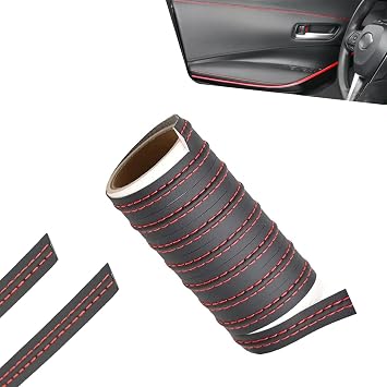 Car Interior Trim Strip, 78.7" Flexible Gap Filler Molding Line, Cuttable Decoration Strip for Door & Air Outlet & Dashboard, DIY Sticker for Vehicles SUV Truck Brown