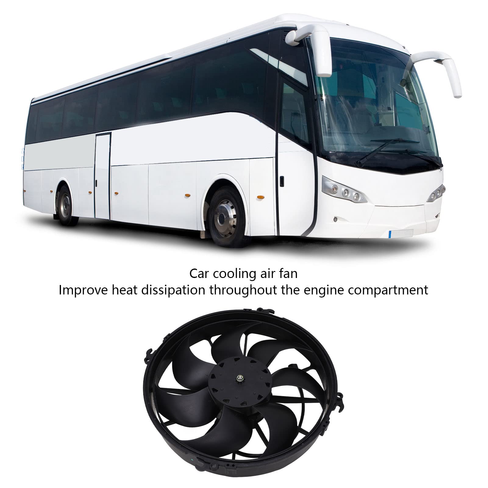 24V Auto Kühlluftgebläse 7 Flügel 160W Leistung Kondensator Lüfter Montage AC Kondensator Elektrischer Lüfter für Busse LKW