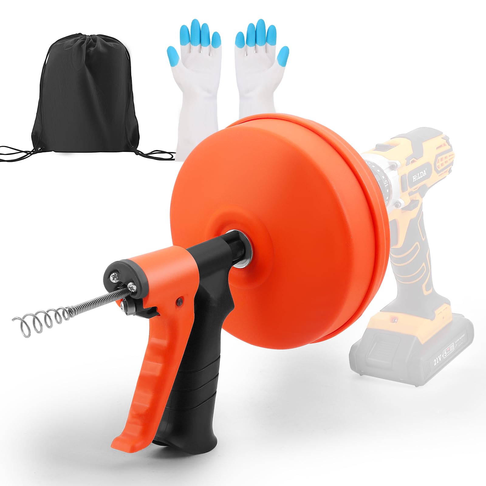 Spazzola Per Pulizia 15 M,Spirale Per Pulizia Dei Tubi,Funzione Automatica,Portare Guanti E Borsa,Spirale Di Scarico Stura Lavandini E Scarichi Professionale Per Cucina,Bagno,Lavandino,Vasca Da Bagno