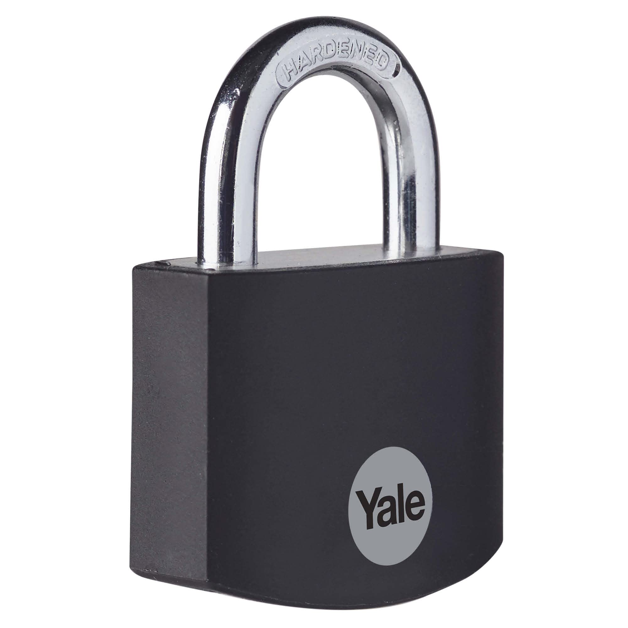 Yale - YE3B/38/119/1/BK Standard Security 38mm Aluminium Padlock - Black - Open Hardened Steel Shackle - 3 Keys