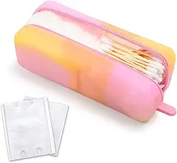 Estojo de viagem de cotonete de algodão – Dispensador portátil à prova d'água 2 em 1 para almofada quadrada de algodão, fio dental, pino bobbi, kit de unhas, organizador de acessórios de