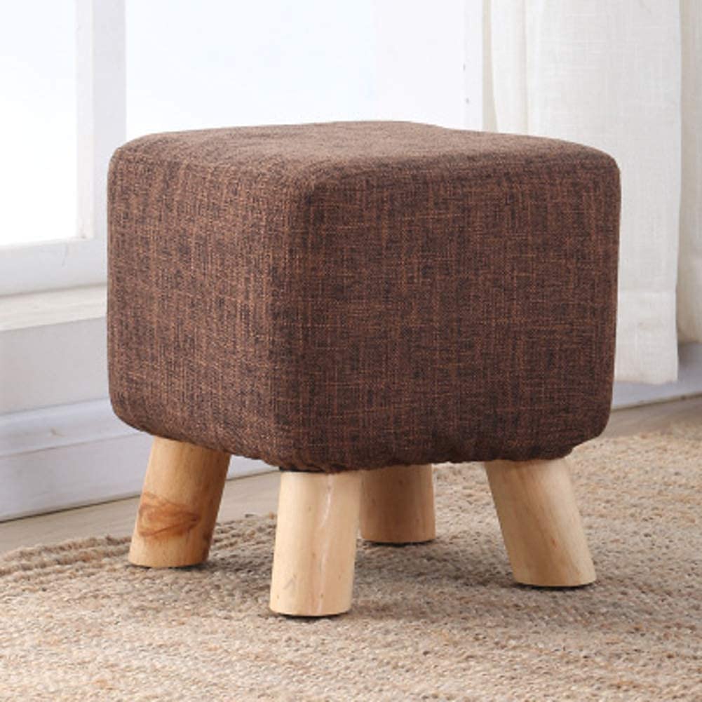 Pouf pour changer de chaussures en bois massif, petit repose-pieds cube rembourré