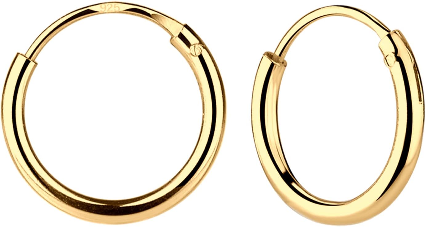 Cherished Moments .925 Sterling Silver and 14K Gold Plated 10mm Hoop Earrings