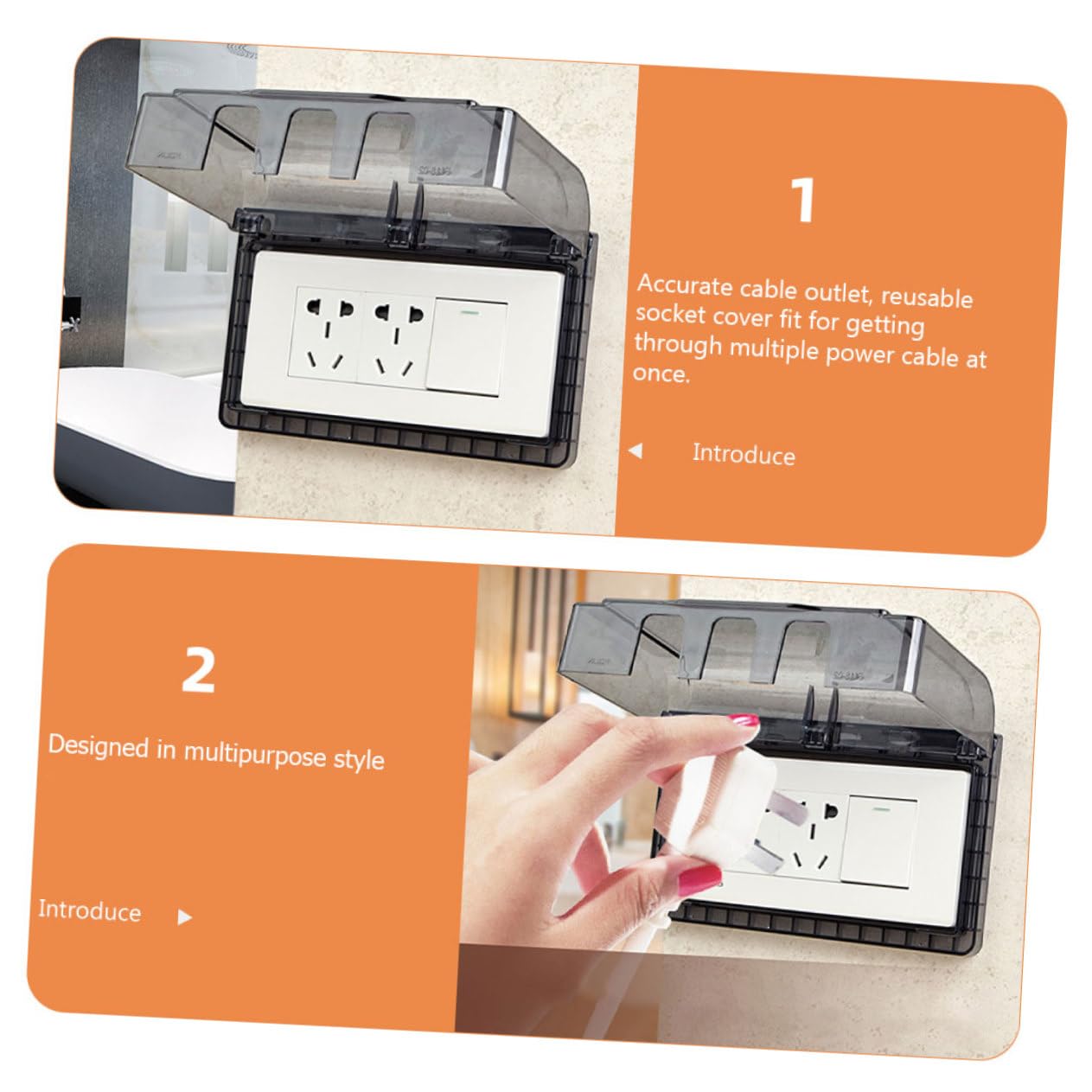 MAGICLULU 5 Set Copripresa Elettrica Protezione Per Prese Muro Da Esterno E Facile Installazione Pratico Per Umidi Per Bagni E Cucine 2 Pezzi*5