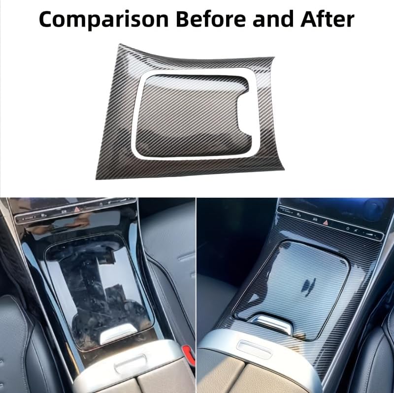 Compatible with Mercedes-Benz C200 C260 C300 W206 2022-2025 Left-Hand Drive, Car Center Console Gear Shift Panel Cover, Central Control Shift Panel Sheath, Glossy Black Interior Trim Sticker