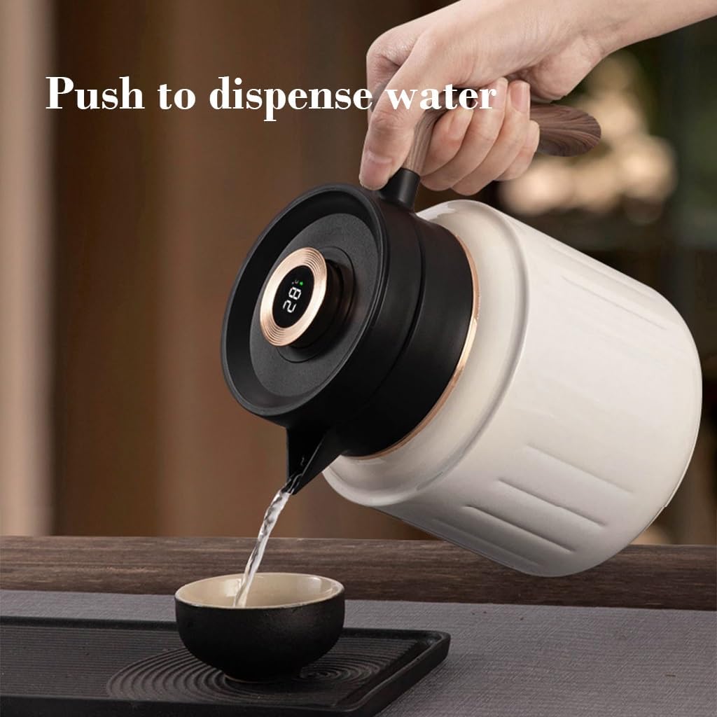 LEIYTFE 33oz/1L Insulated Coffee and Tea Pot,Thermal Stainless Steel Jugs Vacuum Flask 24 Hours Heat Retention,Hot Drink Hot Pot,with Removable Stainless Steel Filter(White)