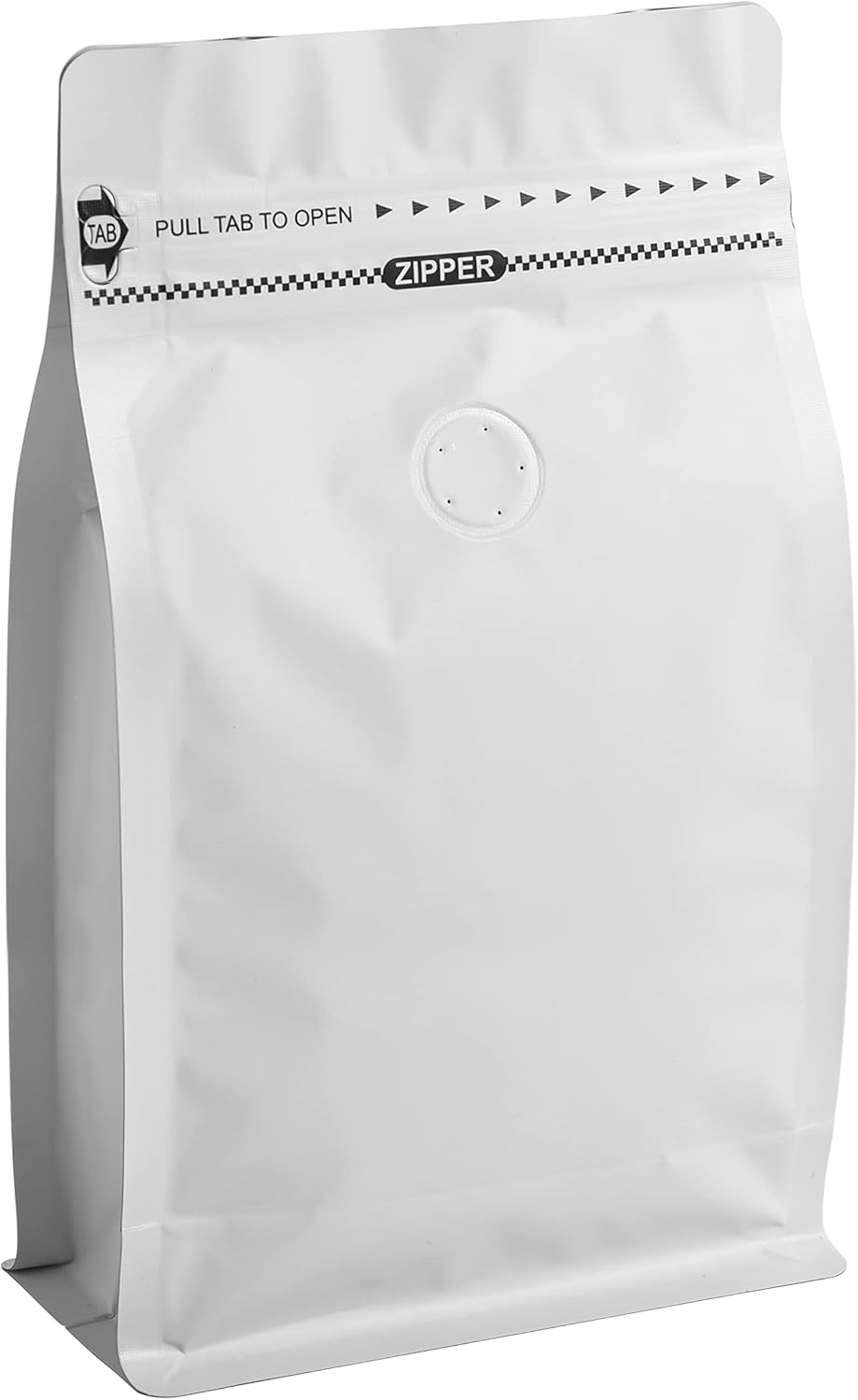 16oz 100pcs Wihite Coffee Bags with High Barrier Aluminum Foil Liner, Resealable Coffee Pouches with Degassing Valve, Ziplock Food Storage Bags with Pull Tape, 16oz/1lb/500gram