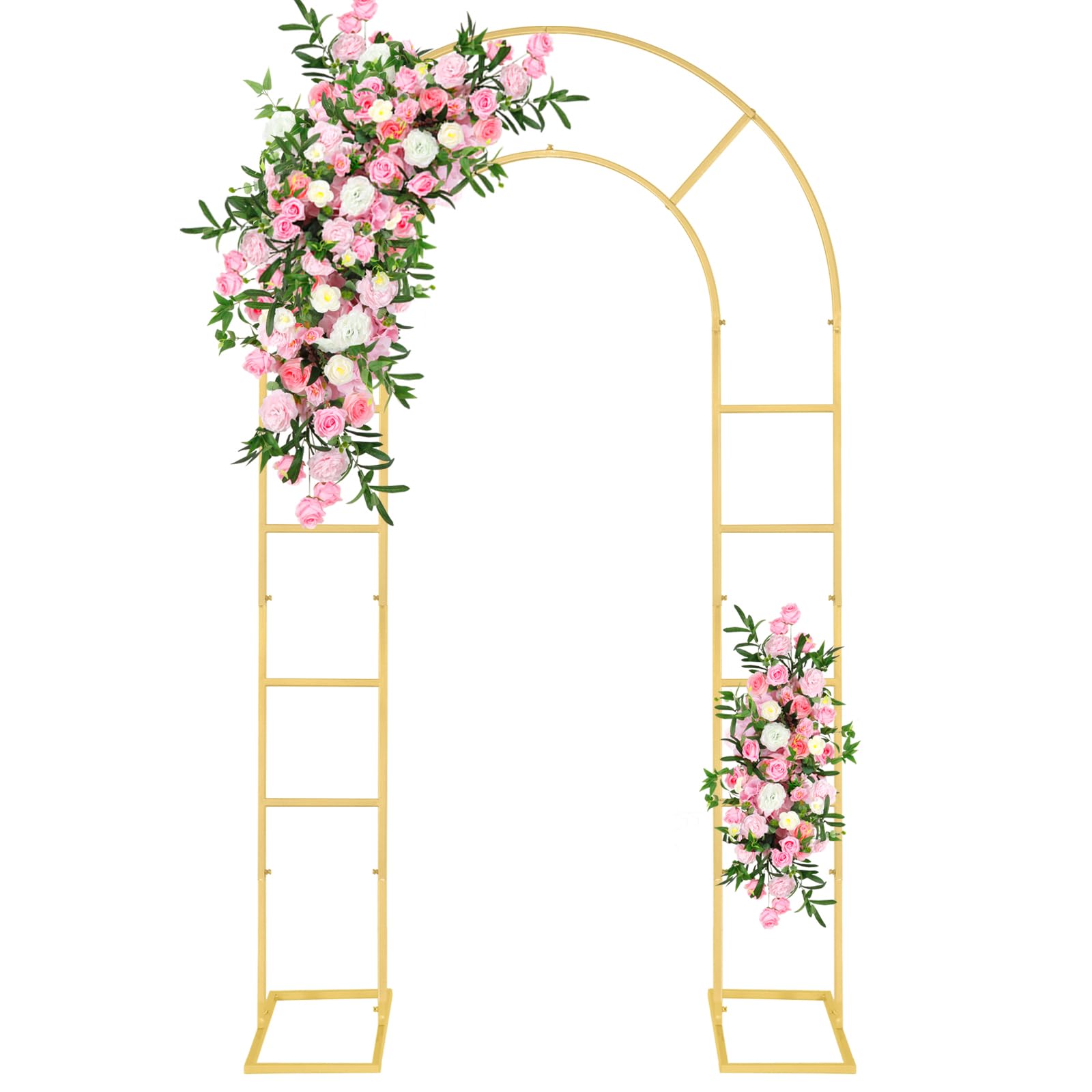 U-Shaped Metal Arched Flower Rack Perfect for Wedding Decorations and Celebrations 7.2 x 4.2 FT Wedding Arch Frame for Birthdays, Parties, and More (Gold)
