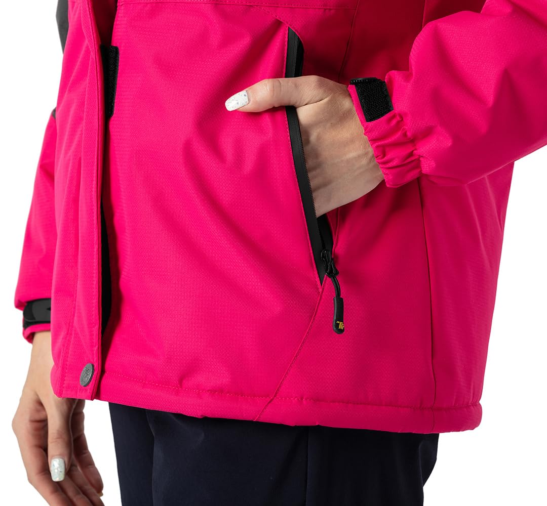 YSENTO Damen Winterjacke Wasserdicht Skijacke Outdoor Softshelljacke Warm Fleecejacke Funktionsjacke mit Abnehmbarer Kapuze