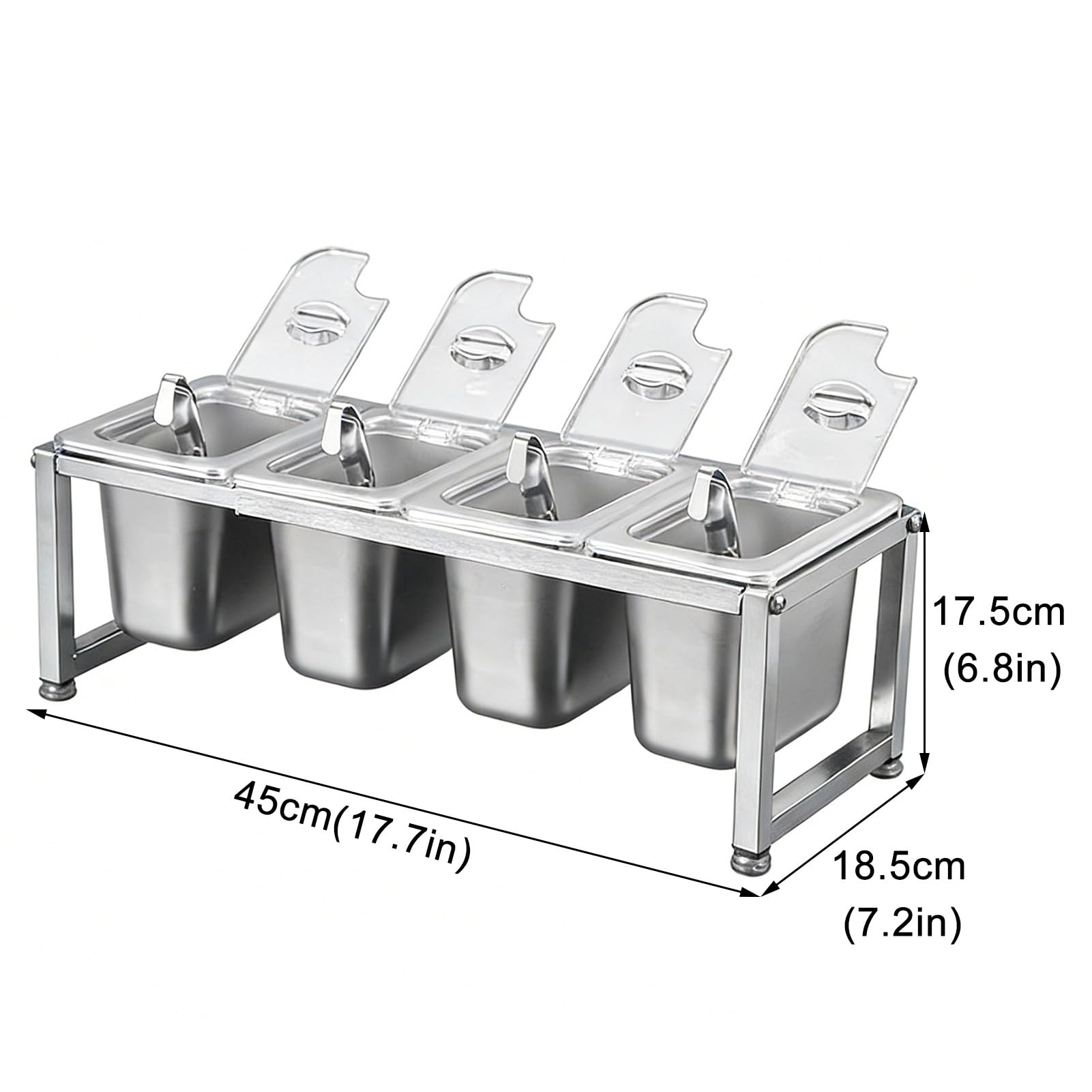Set di contenitori per pizza e buffet, con cucchiaio, espandibile, in acciaio inox, per casa e ristorante