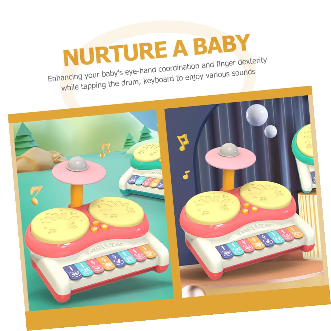Batería para Niños Pequeños de Plástico Rosa, Instrumento