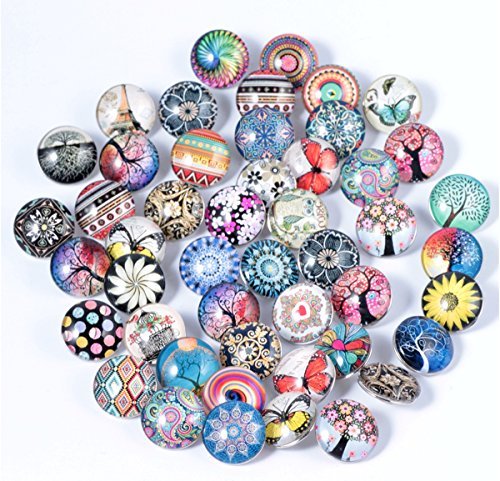 50Pcs Mixed Glass Snaps Buttons 18Mm - Interchangeable Snaps Jewelry #TOP1