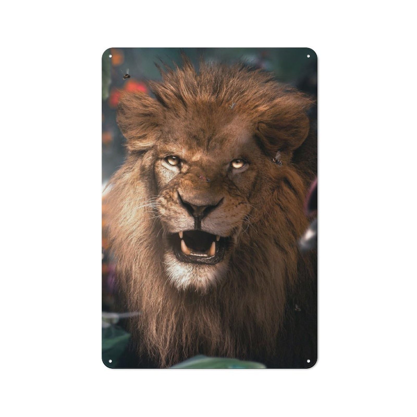 Tin Wall Sign with Wild Lion Design 30x20cm, Classic Kitchen Wall Decor for Restaurant, Kitchen, Counter Or Breakfast Nook