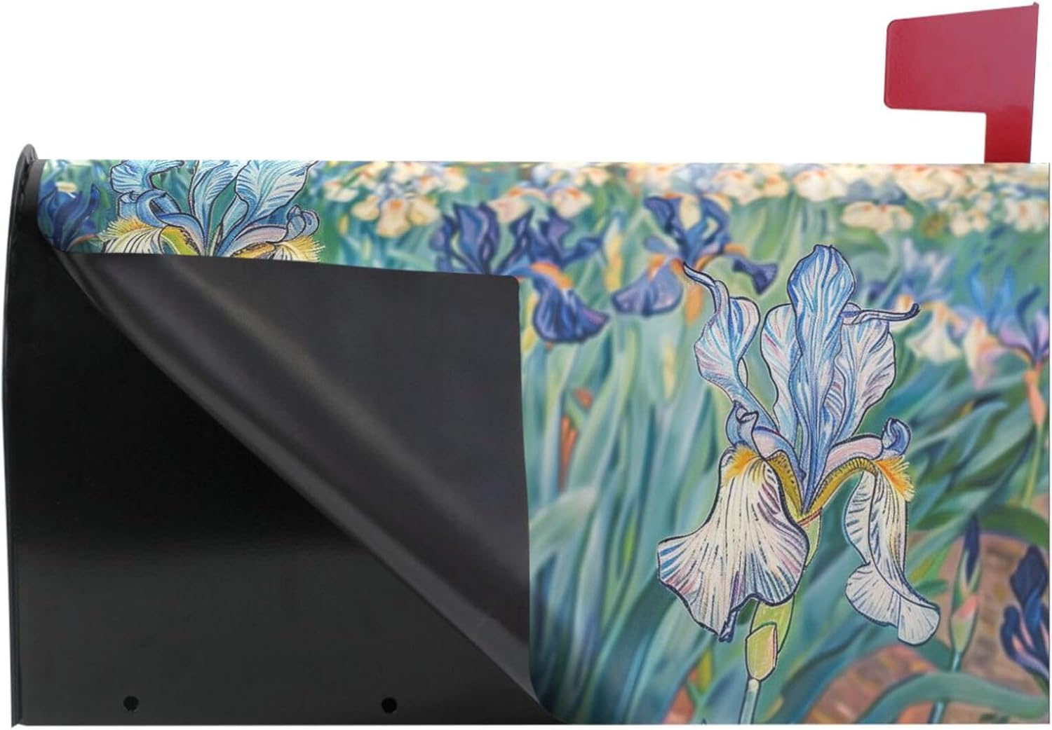 Irises Flower Mailbox Covers Magnetic Classic Art Spring Oil Painting Mailbox Wraps Post Letter Box Cover Garden Decoratives Standard Size 18" X 21"