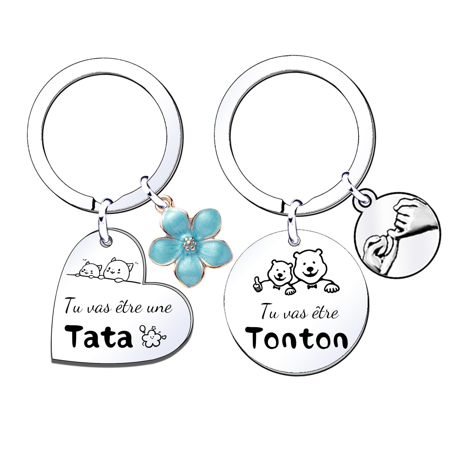 Portachiavi Tonton E Tata - Regalo Originale Per Annunciare Una Gravidanza - Presto Zio E Zia
