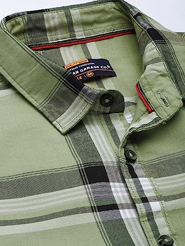 Image of The Indian Garage Co Men Slim Fit Checkered Full Sleeves Spread Collar Casual Shirt
