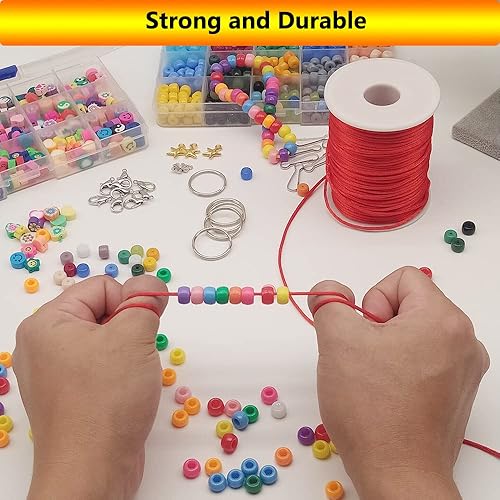 Miniatura 5 de 2 mm 330 Pies de Cordón de Nylon Satinado para Hacer Joyería, Pulseras, Collares, Hilo para Enhebrar, Rattail, Macramé, Kumihimo, Nudo Chino,