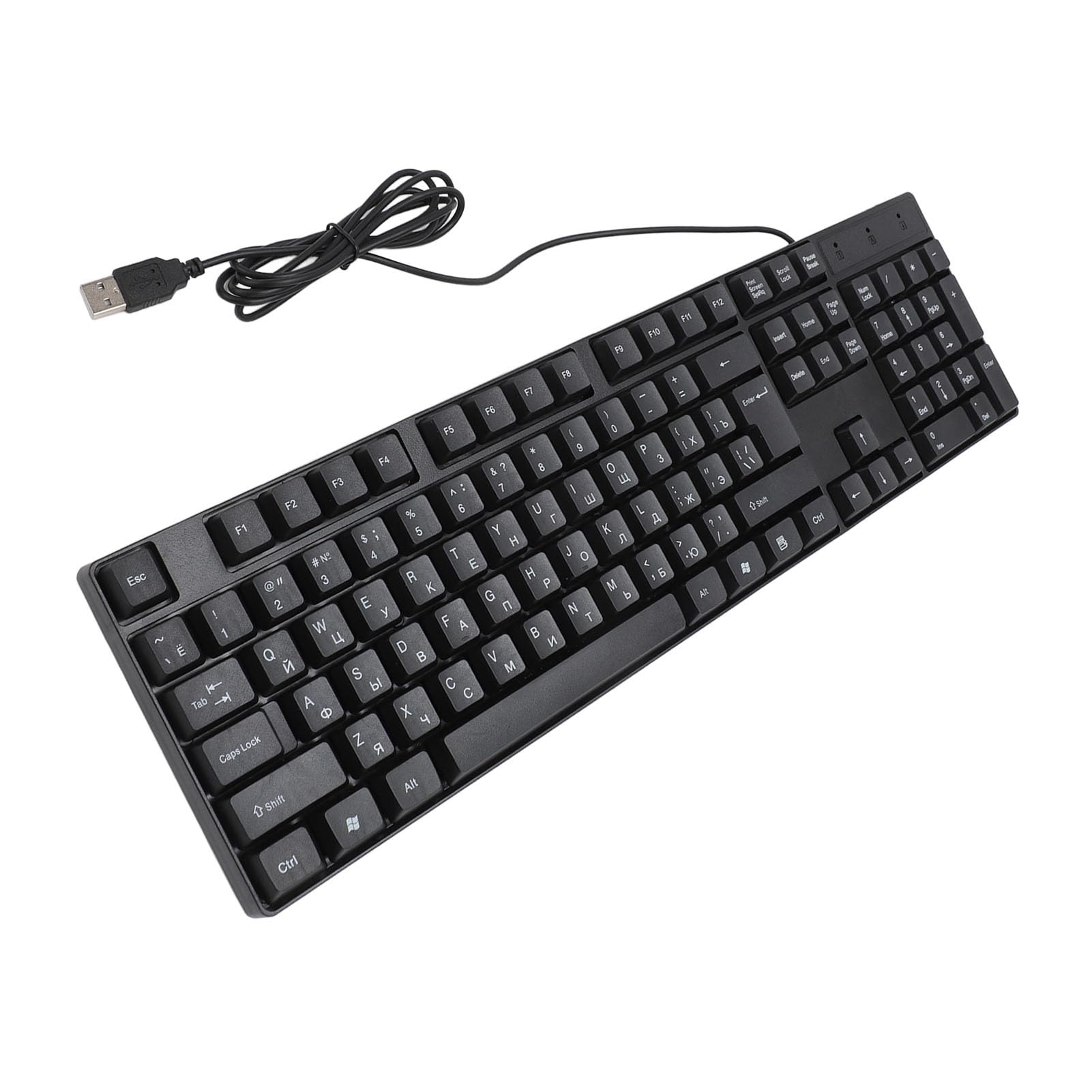 USB Wired Minority Language Keyboard (Russian, Spanish, French, English), 104 Keys 1.5m Cable, Ergonomic Design Stable Performance, Plug and Play for Desktop and Laptop (Russian)-image-47