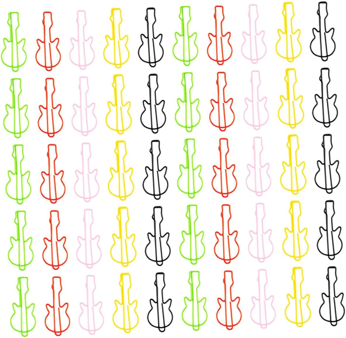 50pcs Guitar Shaped Metal Paper Clips Bookmarks for Office Supplies