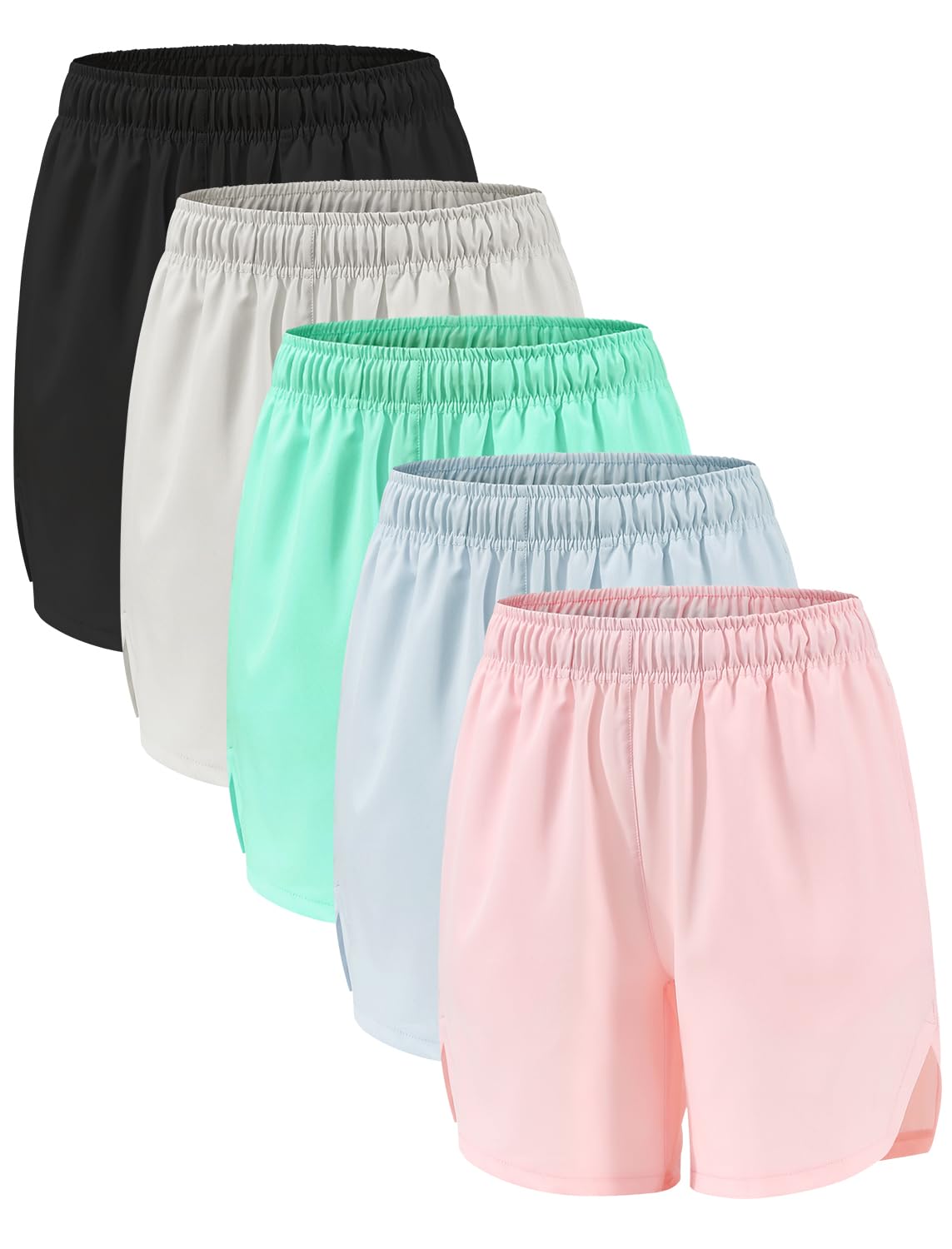4 Pack Girls Athletic Shorts,Girls Basketball Shorts,Kids Workout Soccer Short for Girl with Drawstring &amp; Pockets