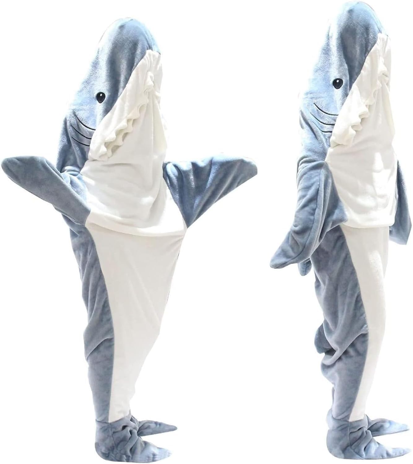 SHENGMEI Shark Onesie Adult Teen, Soft Cozy Shark Blanket, Wearable Fleece Throw Flannel Shark Tail Hoodie, Oversized Shark Sleeping Bbags for Boy Girls Men Women Cosplay Party Shark Costume